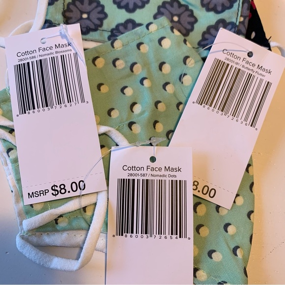 Vera Bradley Cotton Face Mask Assorted Butterfly Floral Reusable Washable 3 Pk - Picture 4 of 4